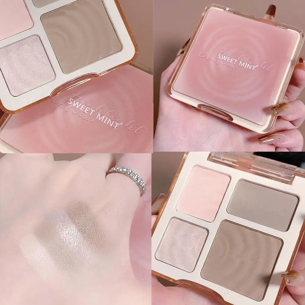 

4 Colors Long-Lasting Matte Highlighter Bronzers Palette Mak Powder Cosmetics Bronzer Grooming Face Face Contouring Shading O9H5