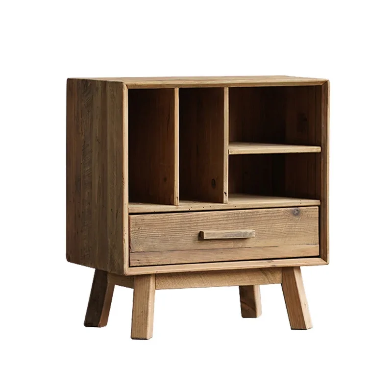 Left bank wheat field log literary four-grid one-bucket magazine cabinet