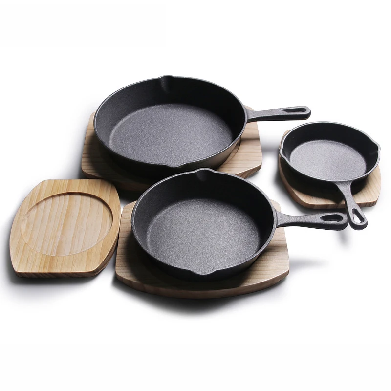 

Cast Iron Pan Kitchen Stovetop Oven Use Pre-seasoned Grill Pan Non Stick Frying Pan With Silicone Hot Handle Holder
