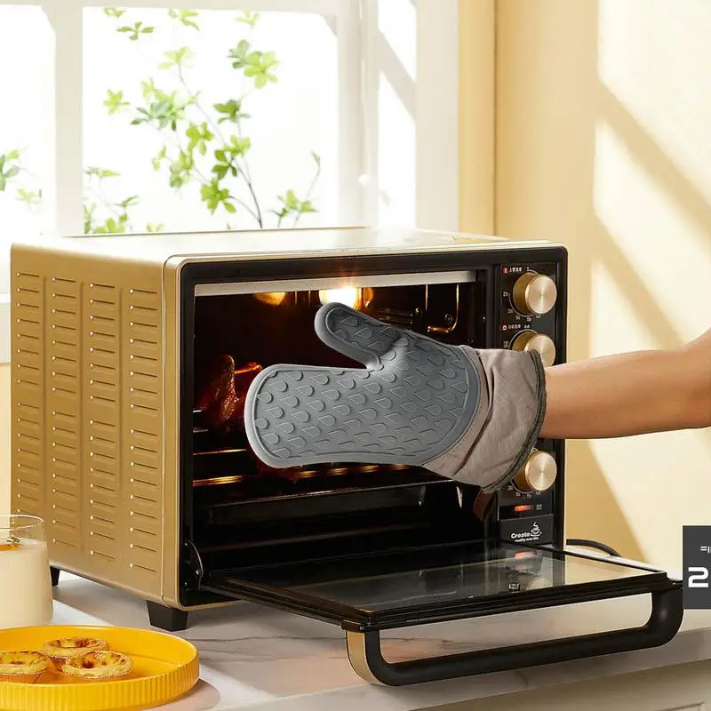 

Insulated Oven Gloves Water-drop Anti-slip Baking Gloves Soft Cotton Lining Anti-scald Kitchen Mitt Potholders Kitchen Accessory