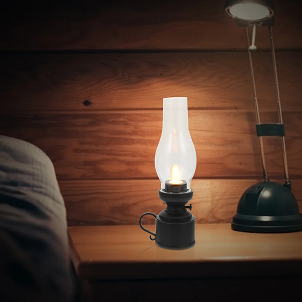 Night Light Lamp Retro Decor LED Kerosene Carry Shaking Rural Vintage