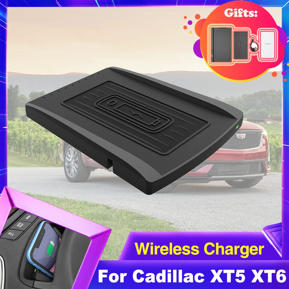 15W Car Wireless Charging Pad For Cadillac XT5 XT6 2020 2021 2022 Phone