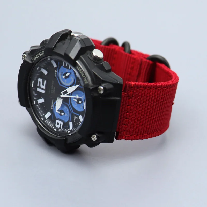 Men's Nylon Canvas Watch Strap with Weave Ring Buckle