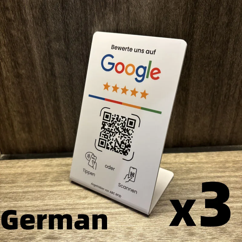 Multilingual Business Stand for Google Review with NFC Tap & Dynamic QR Code