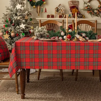 Tovaglia scozzese Tovaglia a quadretti a righe retrò Decorazione per soggiorno e tavolo da pranzo per feste di Natale 1