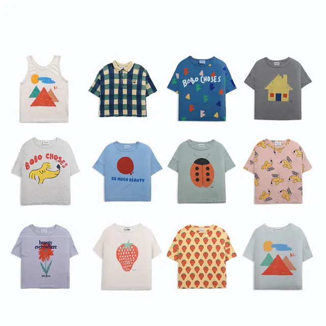 2022 Bobo BC Kid Summer Short Sleeve T-shirt Super Fashion Limited Edition Design Boy Girl Toddler Brand Tops Cotton Made Tshirt