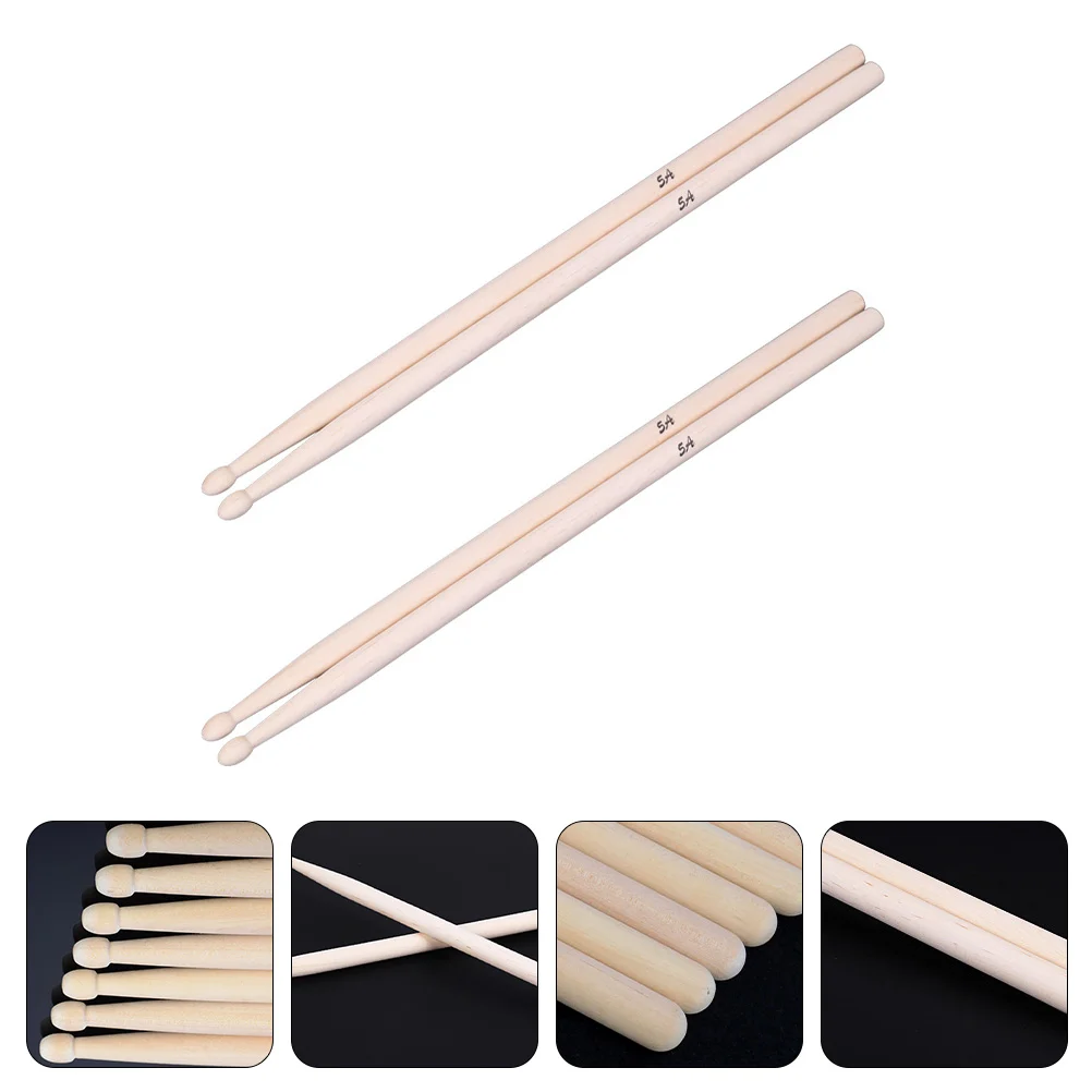 

2 Pairs 5a Maple Wood Sticks Musical Instruments Drumsticks Percussion Accessories Classic Stage Child Wooden