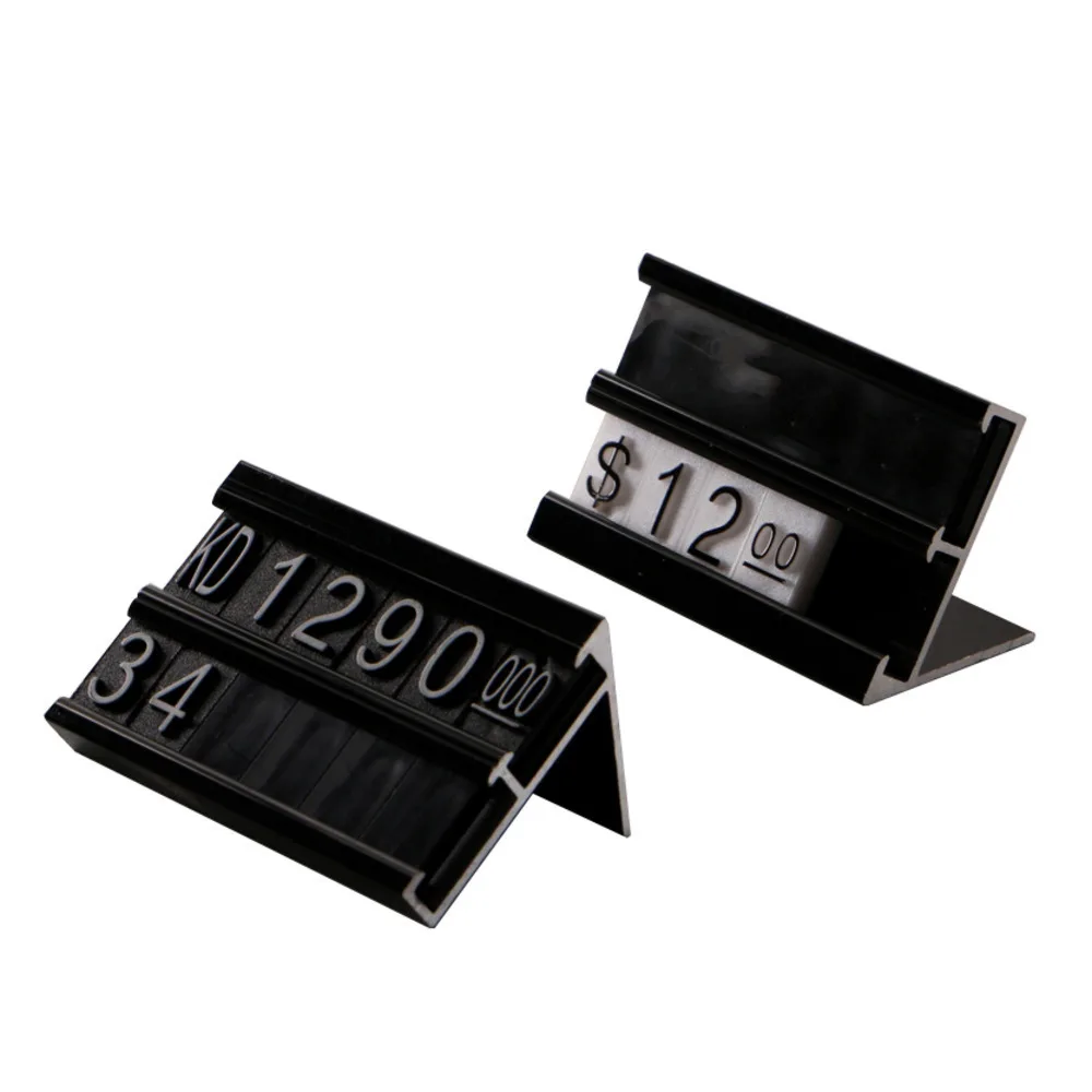 L Design Aluminium Frame Adjustable Sale Price Tag Two Lines Appliances Furnitures Numberal Cube Sign Desk Display Counter Stand