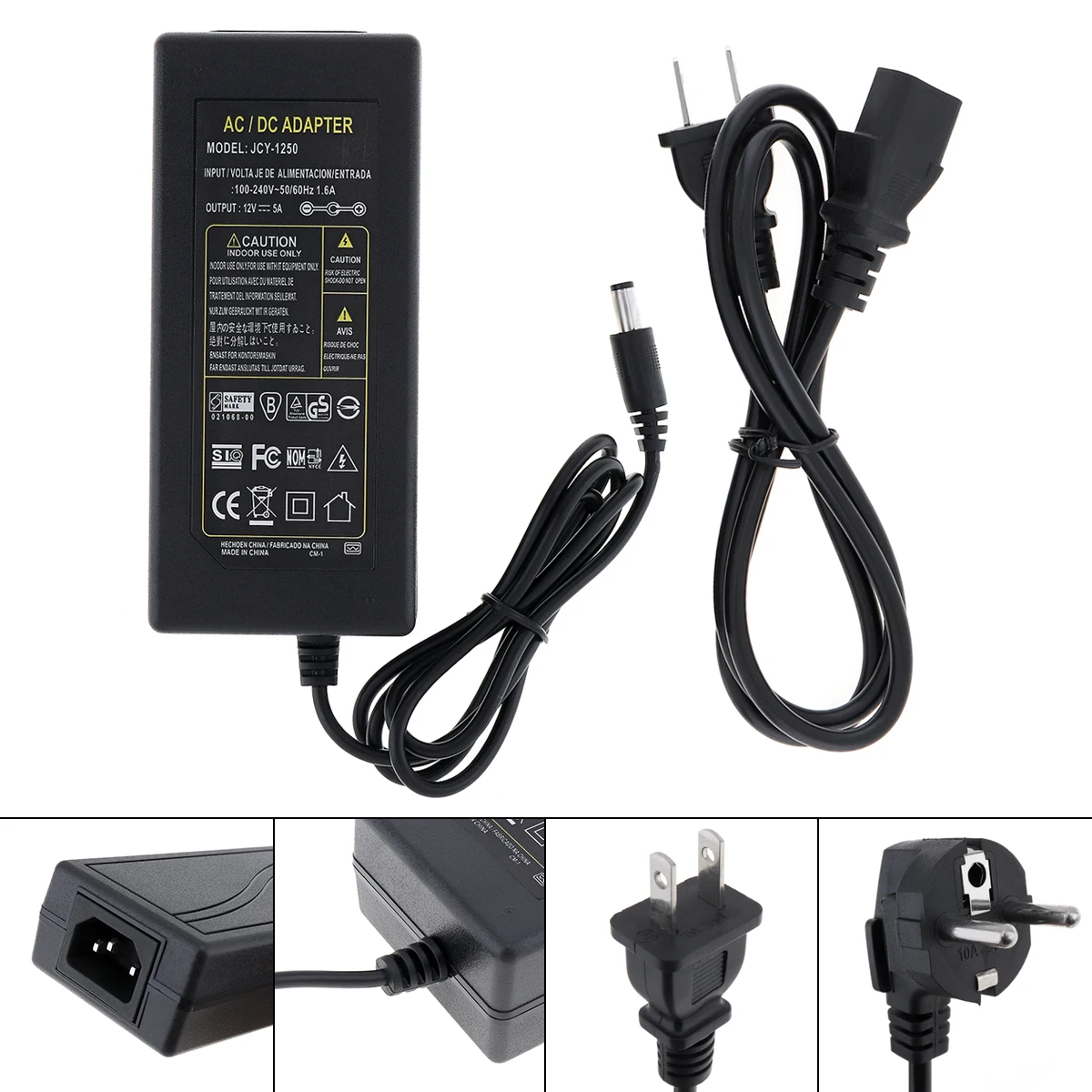 

12V 5A 60W Led Power Supply Led Driver Adapter Transformer Switch AC100-240V to DC12V Power Adaptors for Led Strip Lights