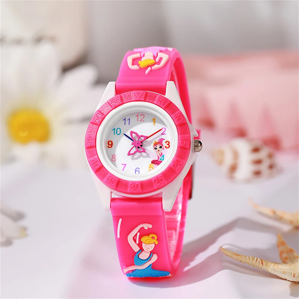 Children's Watch Cartoon Ballet Girl Design Quartz Watch Fashion Purple Silicone Girl Student Gift Wristwatch 2