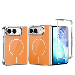 Magnetic Electroplating Integrated Case with Lens Protection - Anti - Scratch and Shockproof Back Cover for iPhone Ultra (Orange)