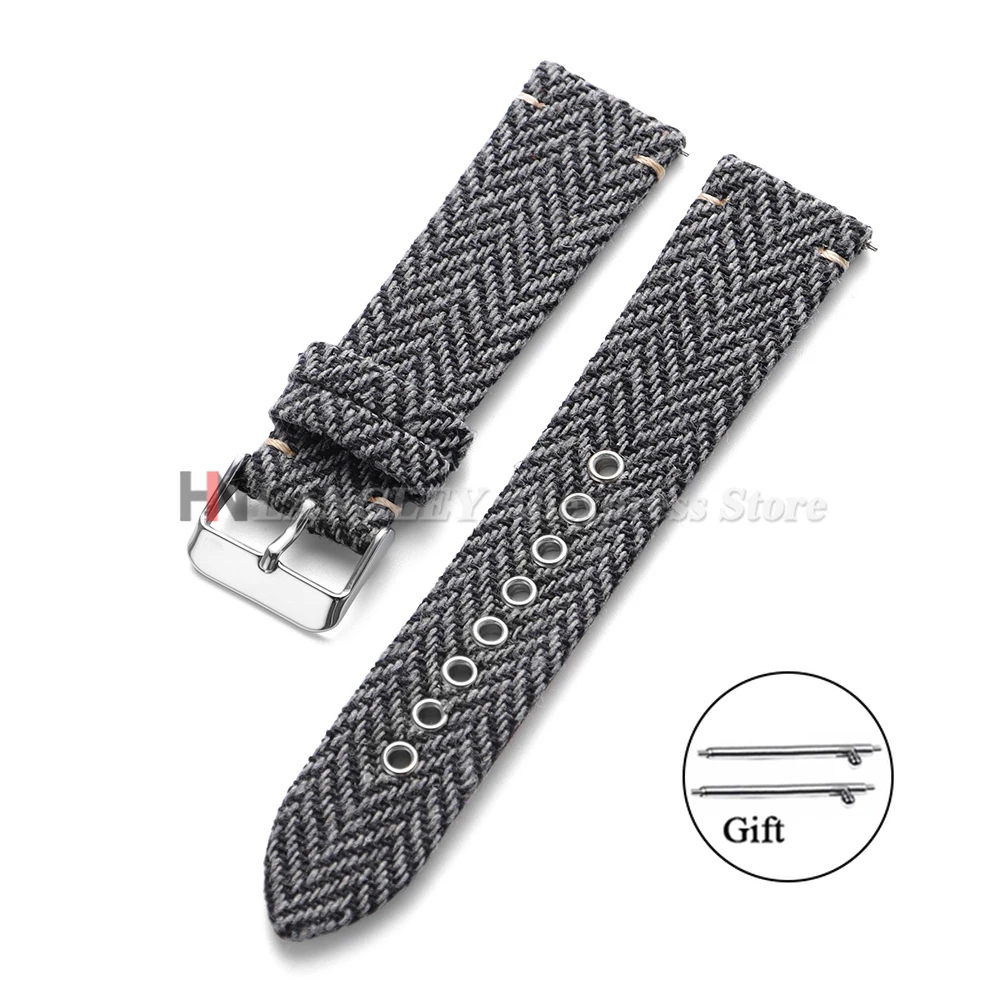Vintage Weave Leather Nylon Quick Release Watch Band - Classic Replacement Wristband