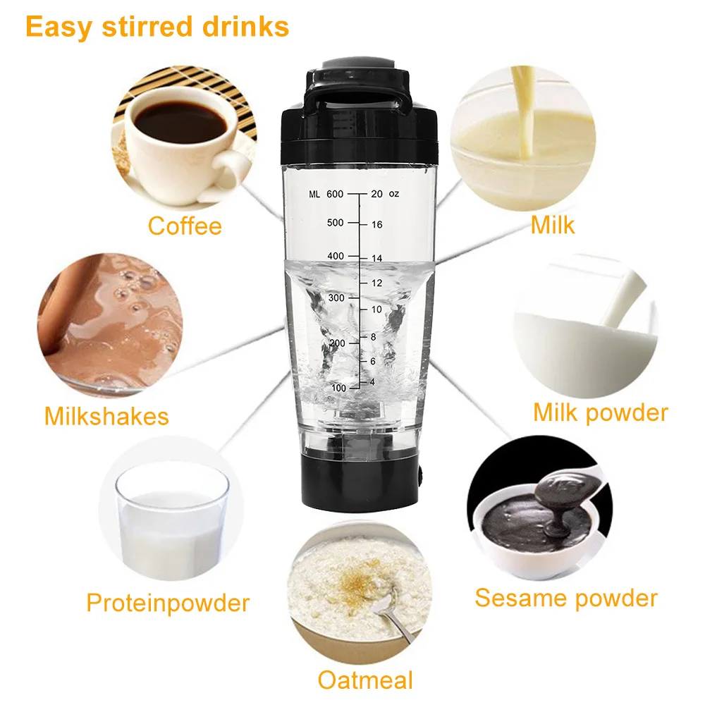 600ML Electric Blender Protein Shaker Cup Bottle Automatic Vortex