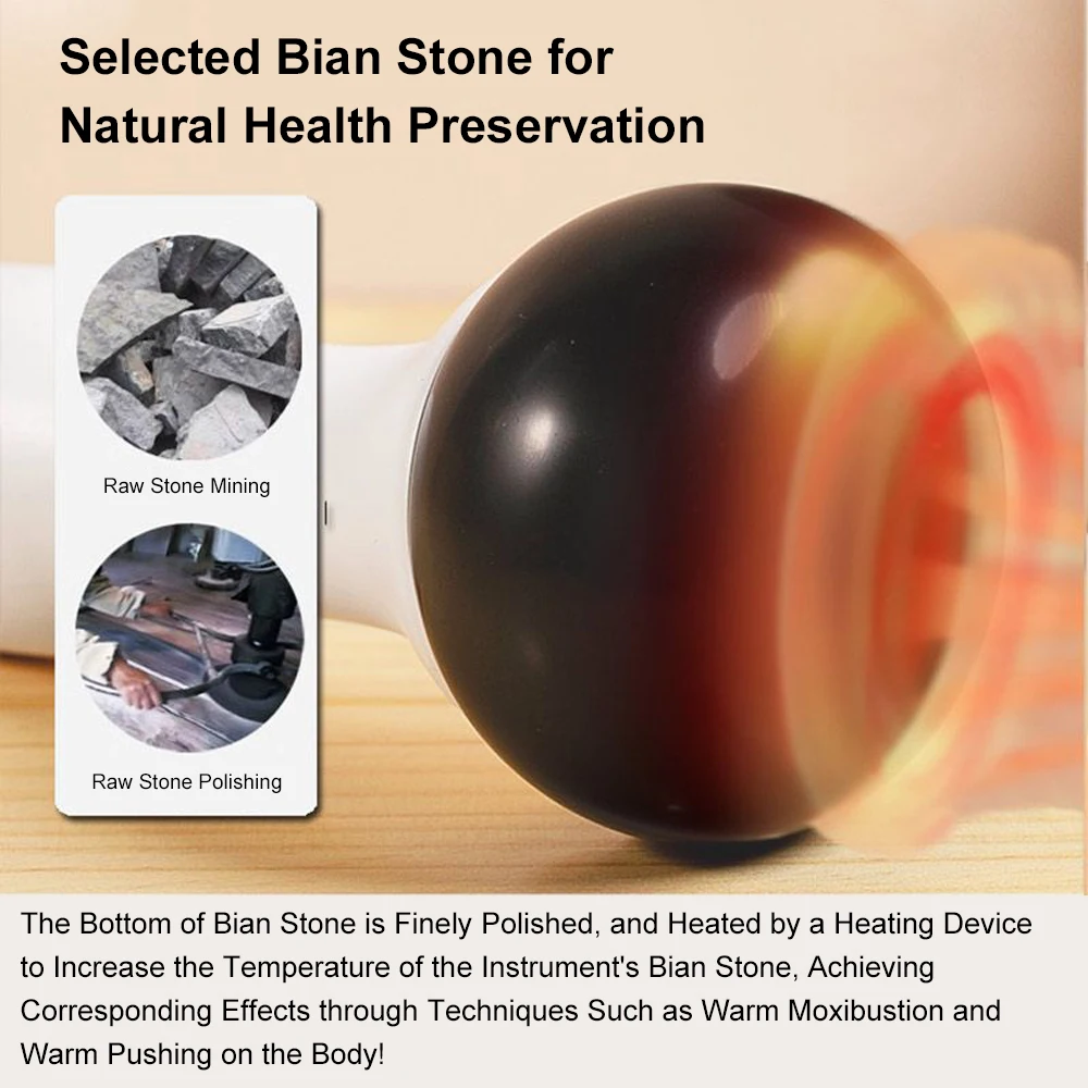 Hot Stone Scraping Vibration Massager Relax Muscles Warm Moxibustion Guasha Spa Therapy Bianstone Massage Relaxation Tool