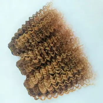 Evidenziato P # 4/27 Marrone Miele Biondo Fasci Ricci Estensioni di Trama 100% Capelli Umani di Remy Ombre Colorate Tessuto Onda Profonda per Le Donne