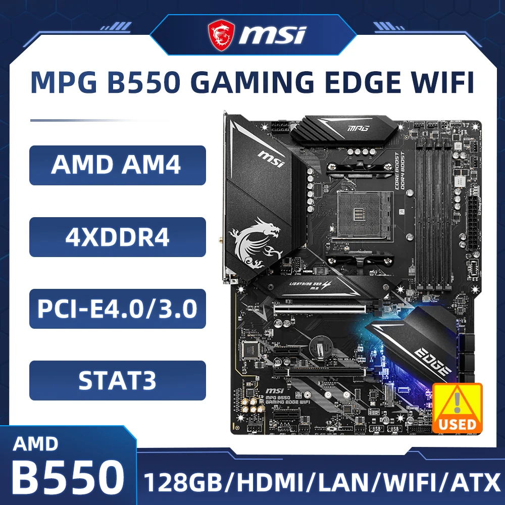 Scheda Madre Amd B550 Msi Mpg B550 Gaming Edge Wifi Am4 Ddr4 128Gb Supporto Ryzen 5 5600 5500 Cpu Pci-E 4.0 Usb3.1 M.2 Atx