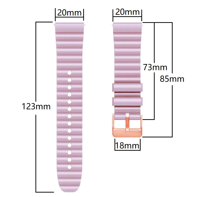 Elegant 20mm Silicone Bracelet Strap for Women - Stylish Smartwatch Wristband Accessories