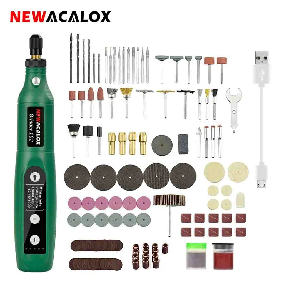 

NEWACALOX USB Charging Variable Speed Mini Grinder Machine Rotary Tools Kit Grinder Set with 126pcs Engraving Accessories Kit