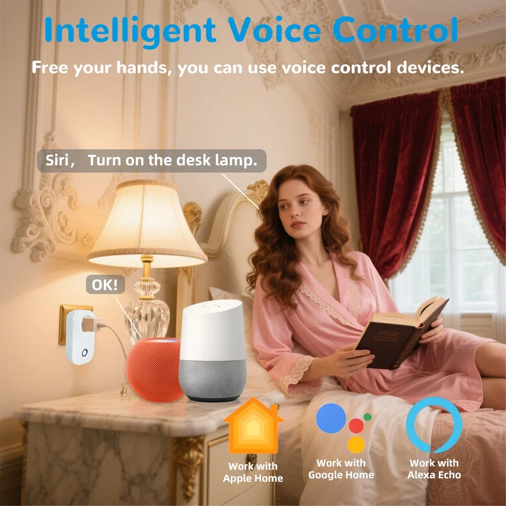 Matter Smart Plug CH|IS Siri Alexa Apple Home SmartThings Google Remote Voice Control Timer Energy-Saving Power Metering Socket - 5