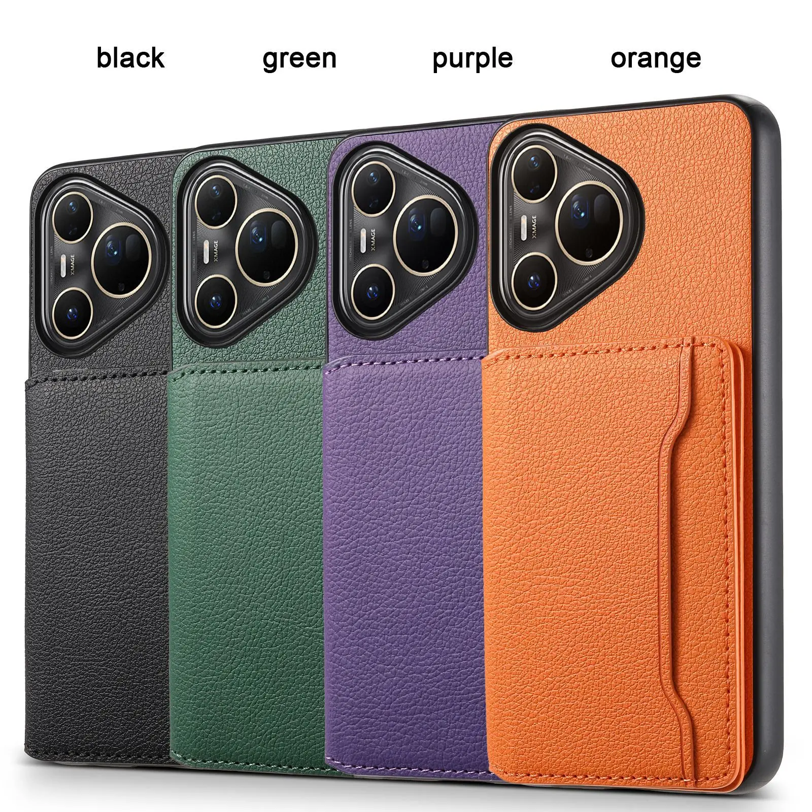 Leather Phone Case with Magnetic Card Holder and Wallet Bracket Cover