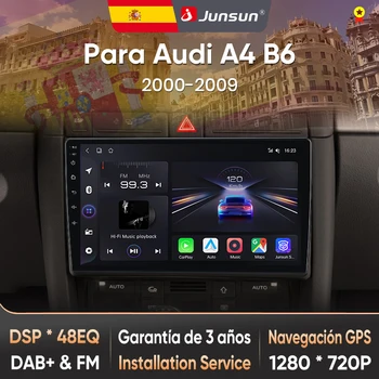 Radio Junsun con Voz AI para Audi A4 2000-2009 Seat Exeo, CarPlay inalámbrico, Android Auto, autoradio 2DIN con Bluetooth, DAB+, GPS, RDS 1