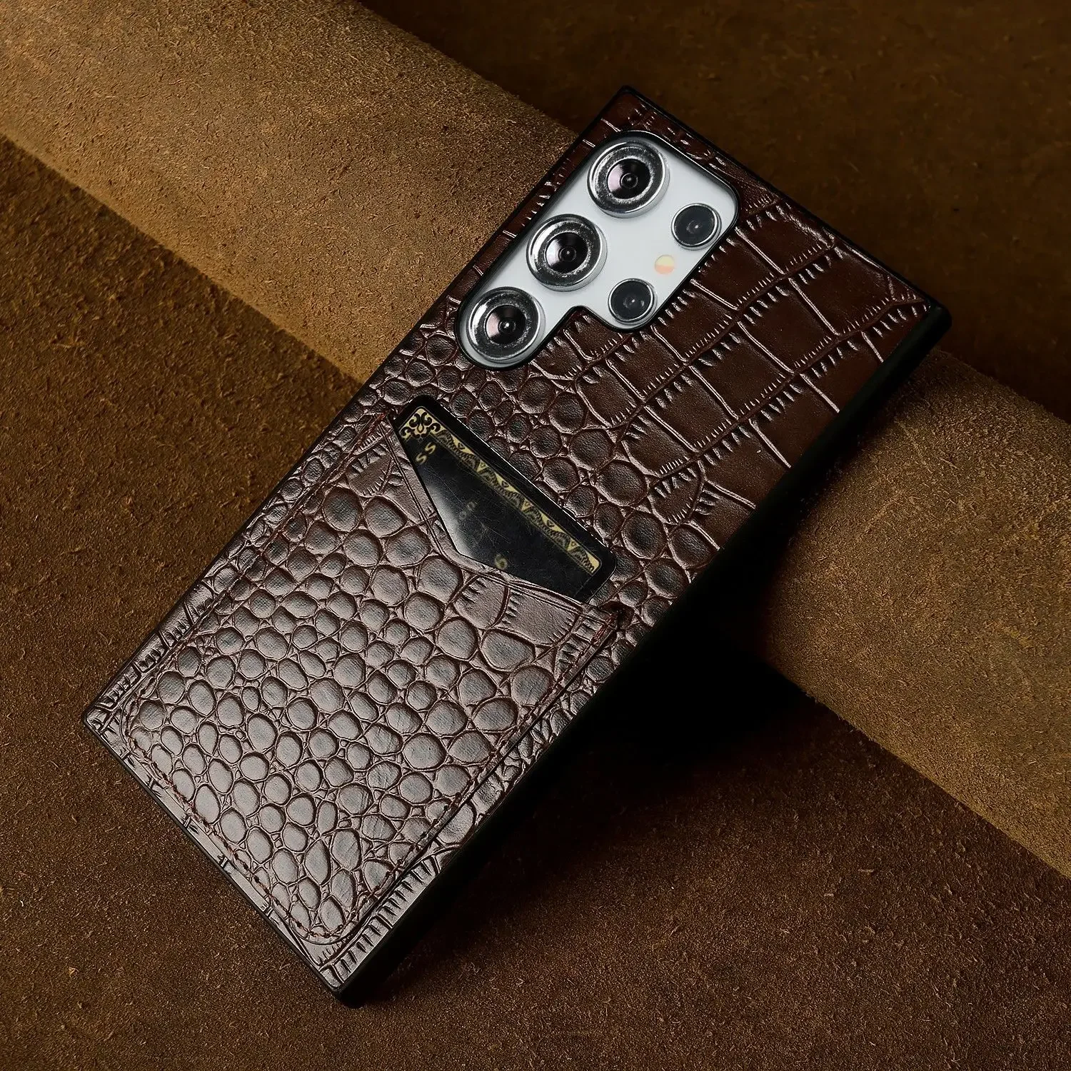 Premium Genuine Leather Full-Wrap Phone Case with Card Holder