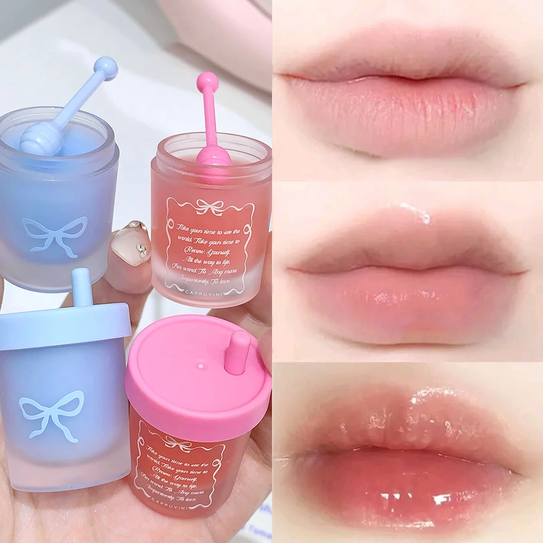 Description Picture 3 of item1/2pcs Crystal Balm Lip Mask Colourless Winter Moisturizing Lip Gloss Gel Lip Tint Fruit Flavor Strawberry Lips Care Repair