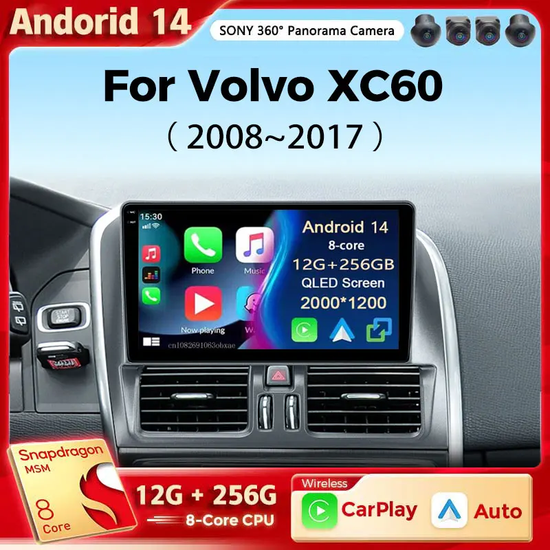 Android 14 Autoradio Wireless Carplay Android Auto Radio Per Volvo Xc60 2007 2010 2013 2014 2017 4G Car Multimedia Gps Autoradio