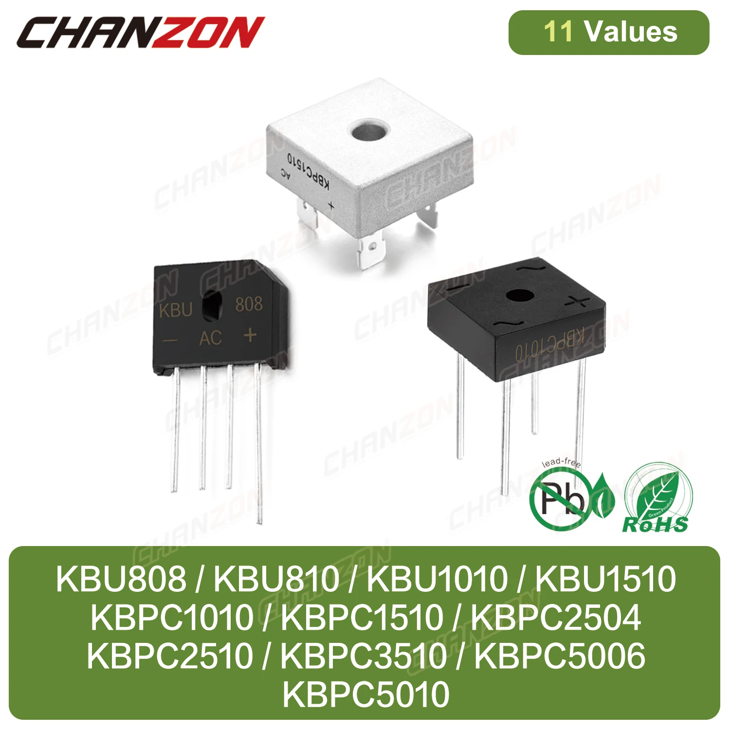 Kbu808 Kbu810 Kbu1010 Kbu1510 Kbpc1010 Kbpc1510 Kbpc2504 Kbpc2510 Kbpc3510 Kbpc5006 Kbpc5010 Diodo Raddrizzatore A Ponte Ad Alta Potenza