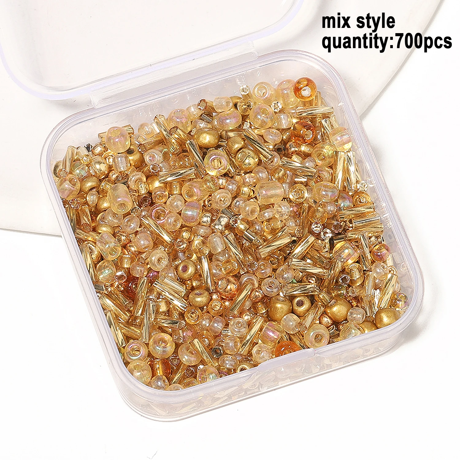 Elegant Gold & Silver Glass Seed Beads for Jewelry Crafting - Bohemian Style Beading Accessories Box