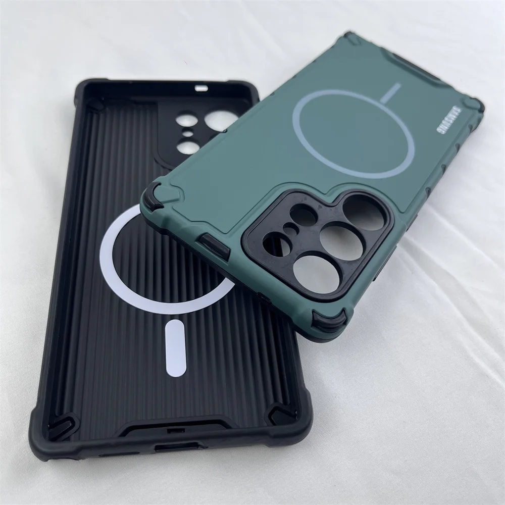 Luxury Armor Anti-Fall Magnetic Case - Shockproof Matte Wireless Charging Cover