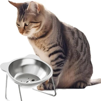 Cat Bowl Stainless Steel Cat Food Bowls with Metal Stand Food and Water Dish for Cats Kitten Puppies Feeders Cat Supplies
