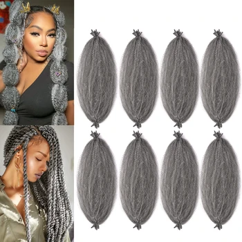 Pre Separated Springy Afro Twist Hair Ombre Blonde Brown 18 Inch Afro Kinky Marley Twist Braiding Hair Synthetic Crochet Hair 1