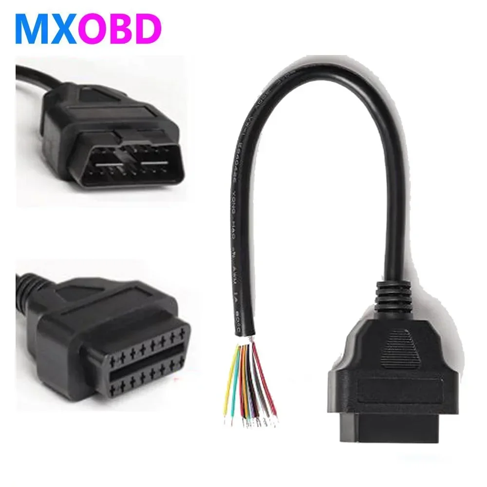 16-контактный кабель OBD2 с разъемом «мама» для ELM327 удлинитель адаптер OBD открытый шнур OBDII EOBD 16-контактный адаптер штекер 30 см OBD2