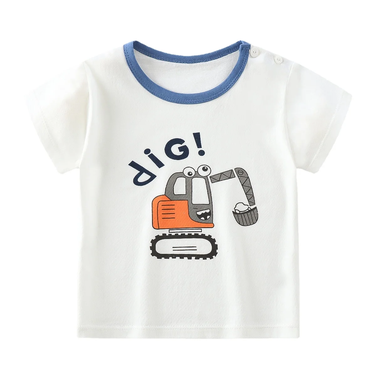 

Boy Top Kids T Shirt Summer Short Sleeves Clothing Children Boy and Girls Clothes White Patch Round Neck Kids Summer Clothes