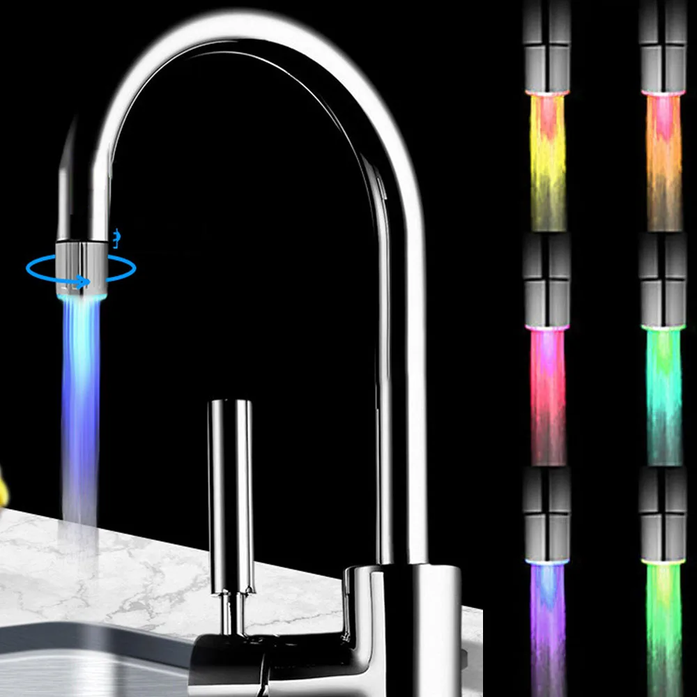 Led Lightup Faucet Kitchen Bathroom Glow Water Saving Faucet Aerator
