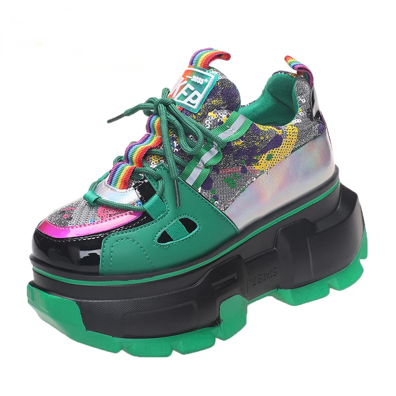 

New Color Paired Sequins Elevated Thick Sole Matsuke Shoes