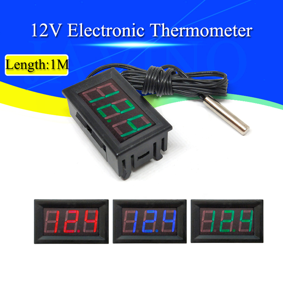 0.56 inch Temperature Sensor Module Meter Detector With Sensors Probe DC 5-12V Thermometer LED Digital Tester Panel