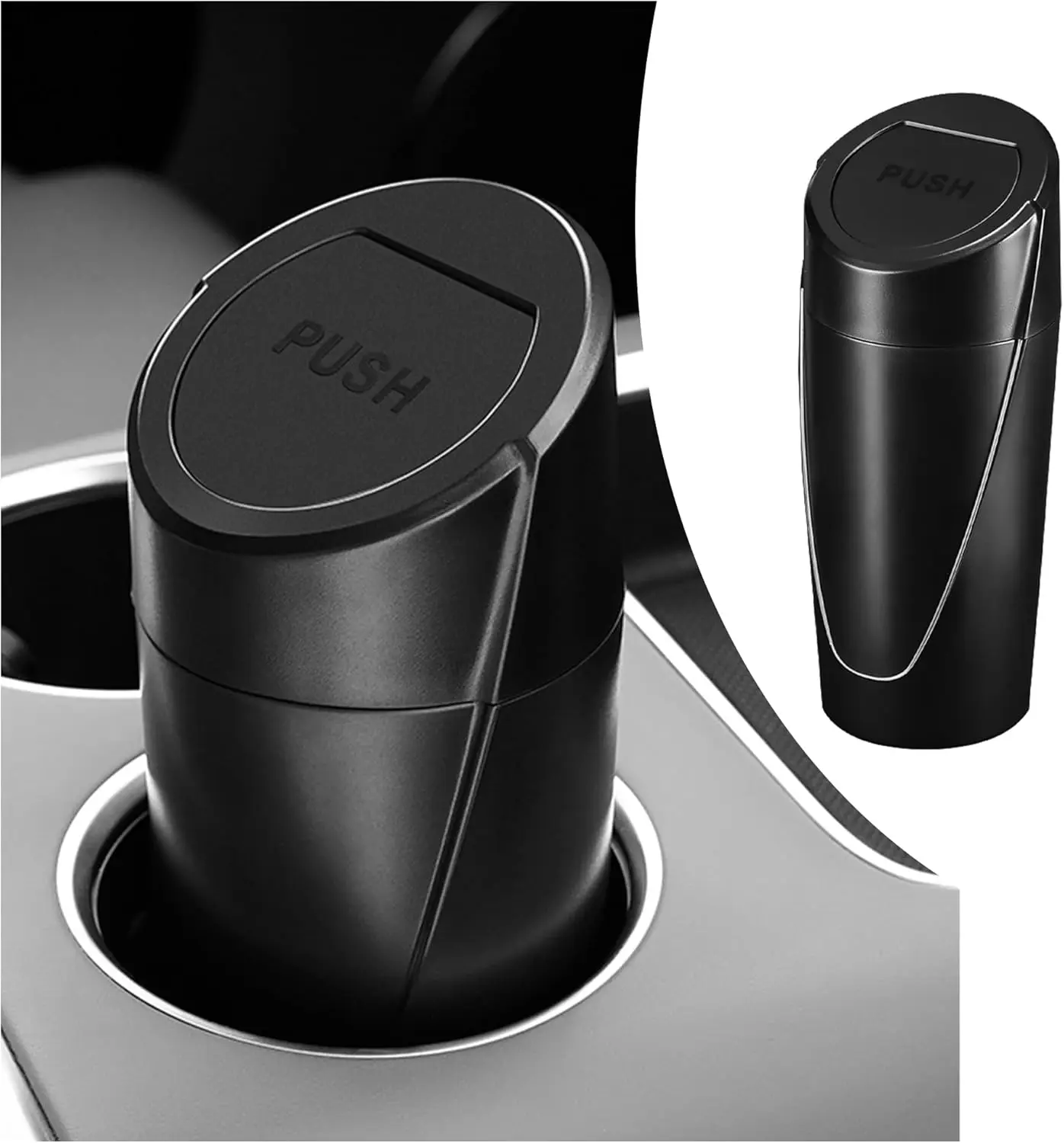 Car Trash Can with Lid Push-Pull Multi-Function Storage Box Organizer Interior Accessories for Most Cars