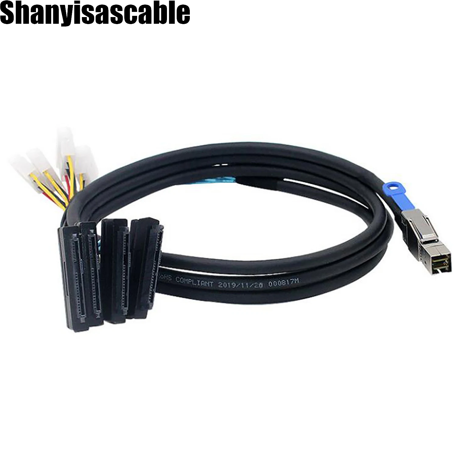 1.0M Mini SAS HD SFF-8644 to SFF-8482 with 4X Molex Power Connectors for Raid Controller to Hard Drive cable