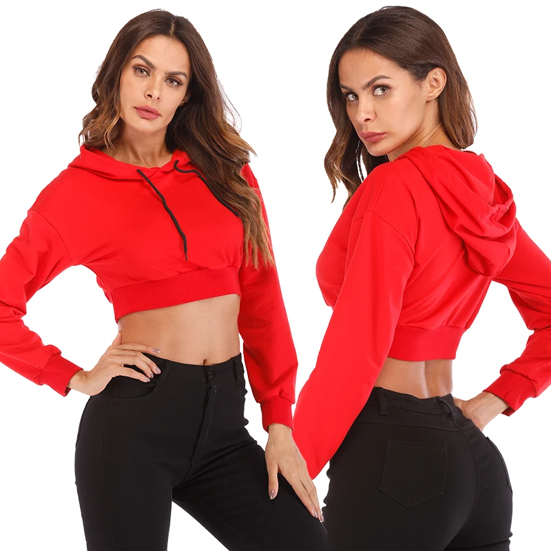 

Женский комплект из двух предметов, топ с капюшоном и длинными рукавами и брюки из чистого хлопка с открытым пупком, весна-лето