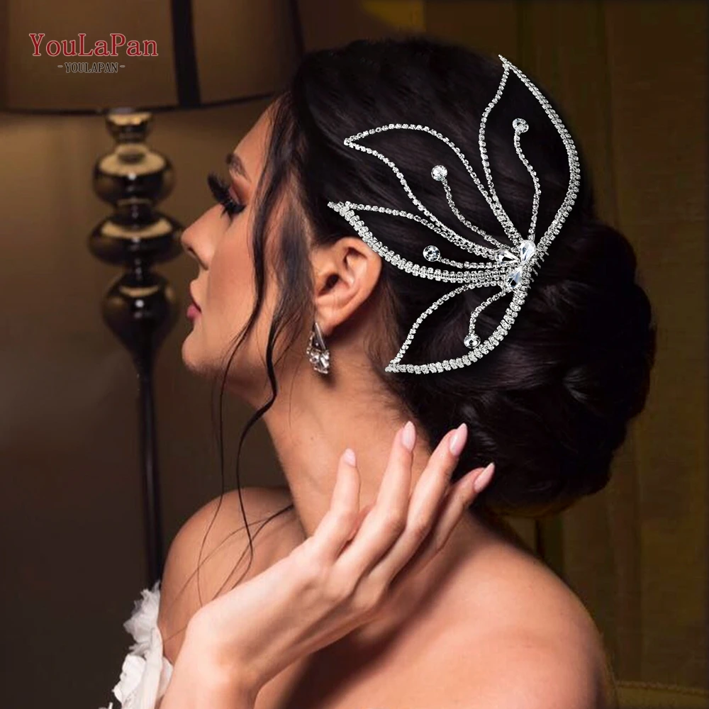 

Свадебный головной убор с кристаллами TOPQUEEN, роскошные свадебные аксессуары для волос с цирконием и листьями, HP621
