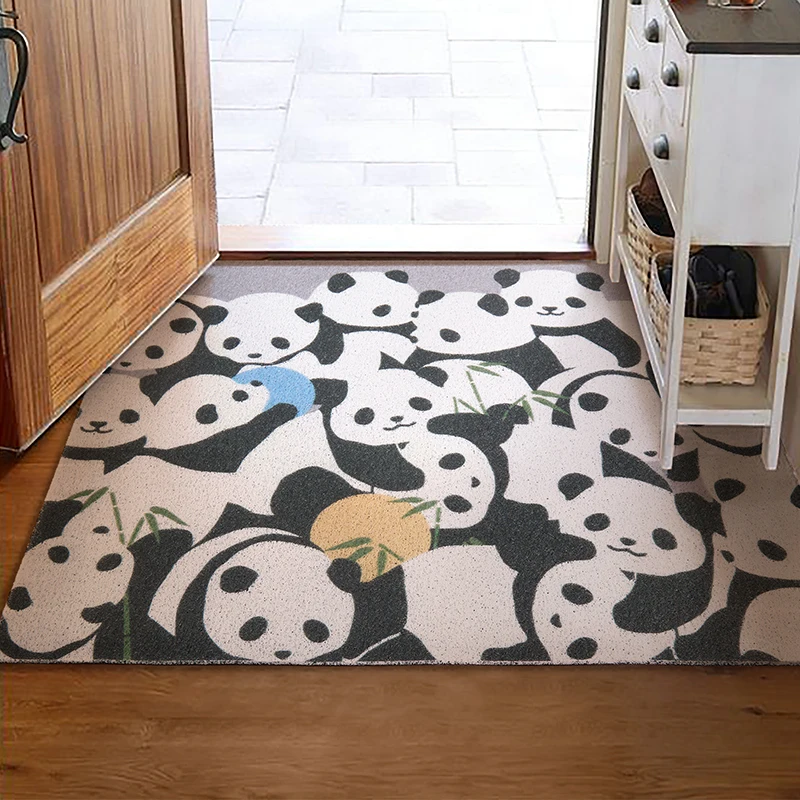 

Дверные коврики, мультяшная Милая панда, водонепроницаемые коврики для ванной и кухни, домашний декор, крыльцо, коридор, нескользящий ПВХ Шелковый петельчатый ковер, 러