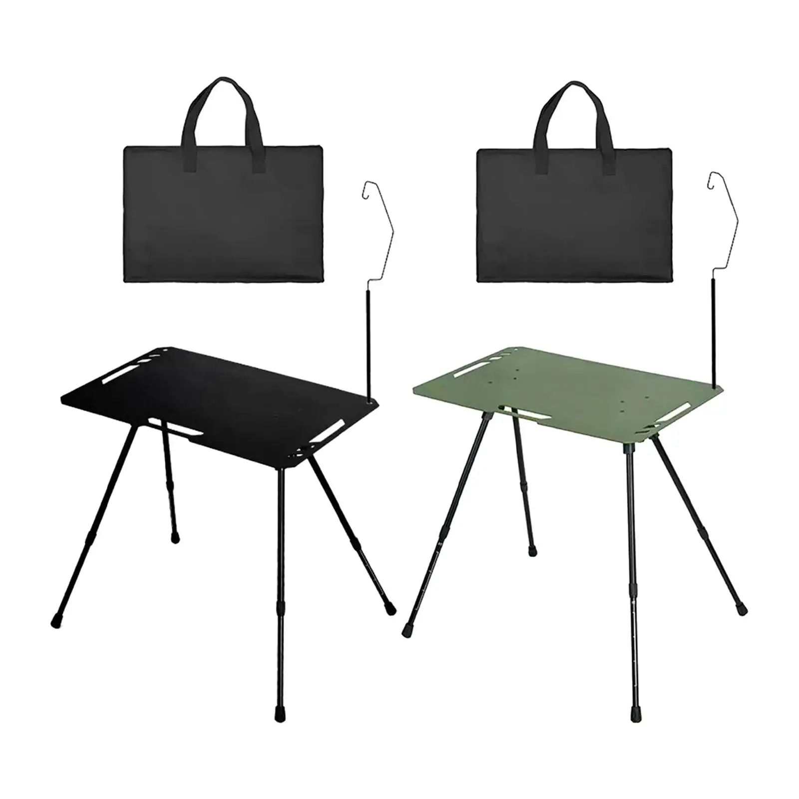 

Folding Camping Table with Lamp Pole Aluminum Alloy Adjustable Height Tea Table for Barbecue Patio Outdoor Picnic