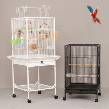 Large Parrot Cage for Home Specialized Bird House for Cockatiels Lovebirds Macaw Aviary with Stand Mynah Finch Flight Habitat