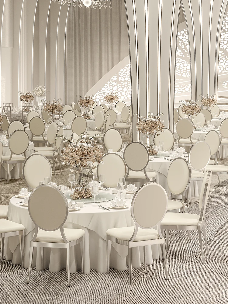Romantic Wedding chair elegant silver dining chair Light Luxury party hotel love Dressing soft stool hall ceremony stool