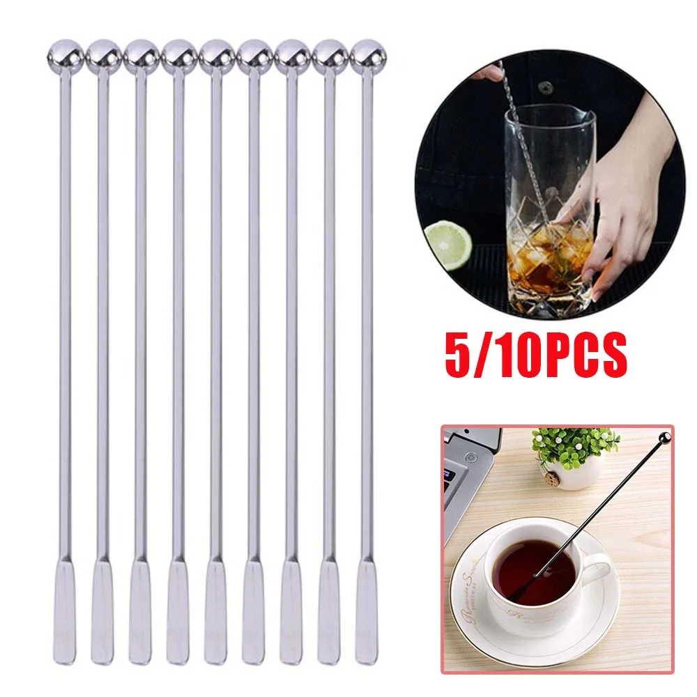 Cocktail Stir Sticks Cocktail Muddler 19cm Stainless Steel Creative Mixing Cocktail Stirrers Sticks for Wedding Party Bar Swizzle Drink Mixer Bar Muddler
