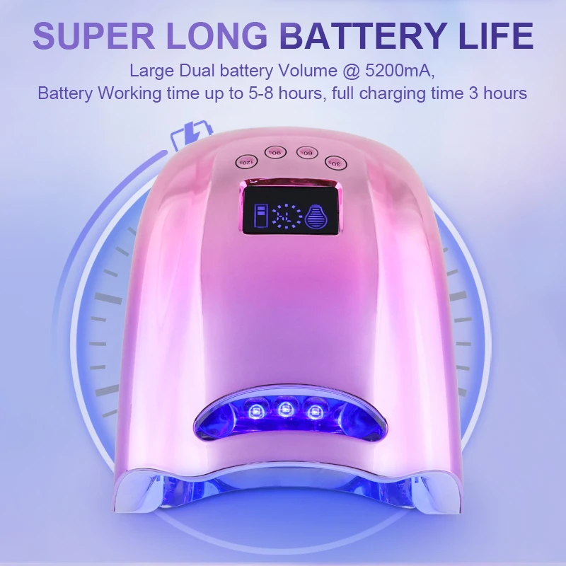 New 128W Rechargeable LED UV Lamp Wireless Battery Manicure Pedicure Powerful Curing Light Cordless Nail Dryer Fast Drying Gel