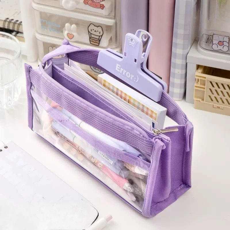 Spacious Transparent Six-Layer Pencil Case with Sleek Design