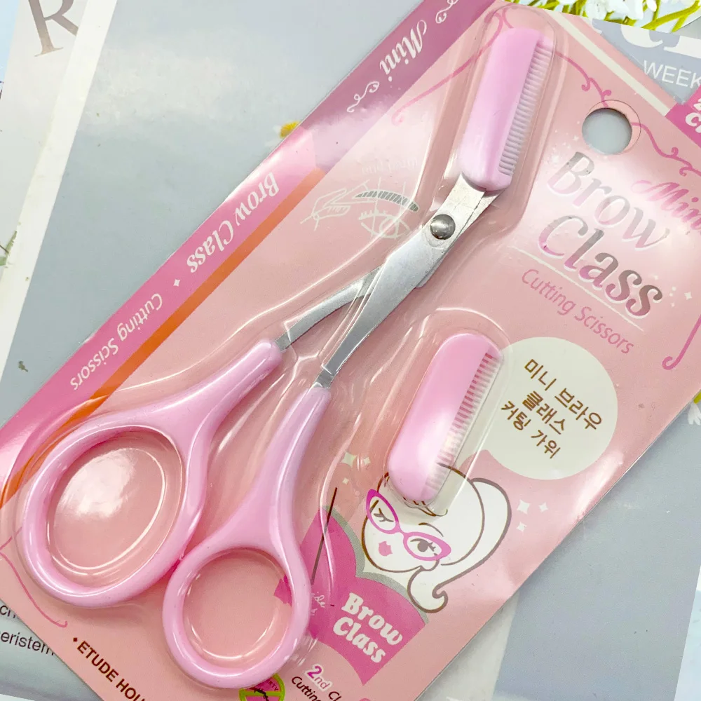 Eyebrow Trimmer Scissor with Comb Female Male Eyebrow Eyelash Scissors Safety Stainless Steel Face Razor Makeup Beauty Scissors nose hair scissors eyebrow scissors stainless steel scissors facial hair scissors beauty scissors